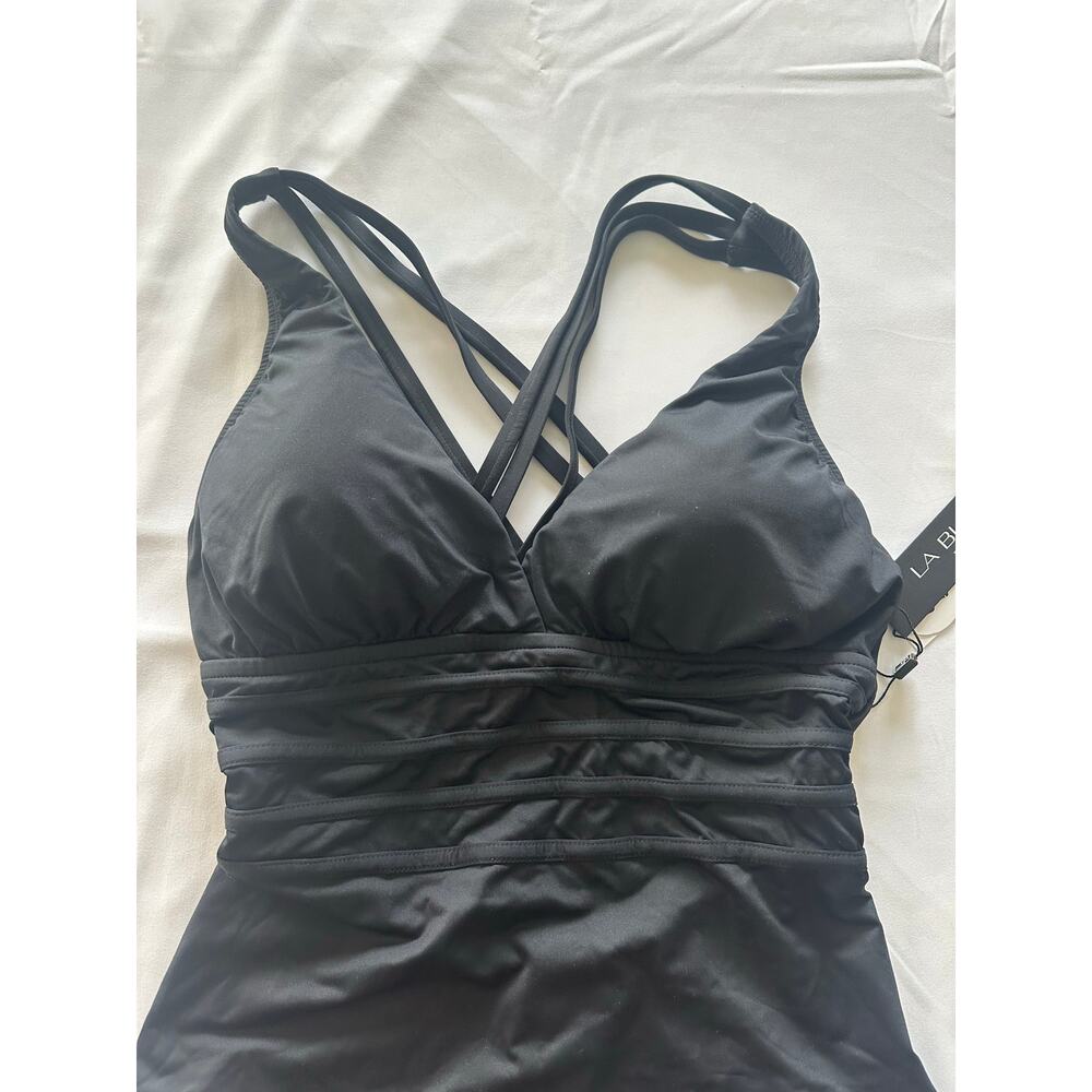 LA BLANCA NEW Black Island Goddess Multi-Strap Criss Cross Back Swimsuit size 10 - Picture 6 of 7